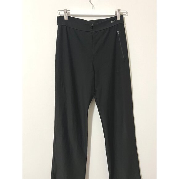 Nike Dri Fit Black Tract Pant Straight Leg Front Zip Pants High Rise Size S - Picture 2 of 5